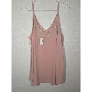 NWT Maurice Floral Embroidered Tank Top Blush Pink Adjustable Straps